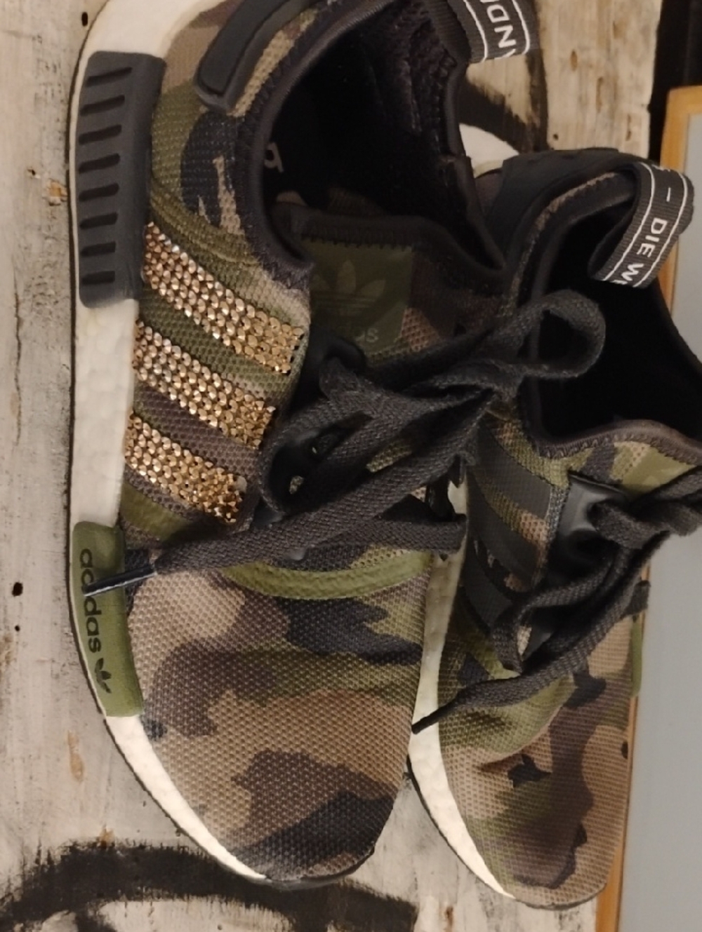 Adidas NMD_R1 With Rhinestones. Girls Sz 4